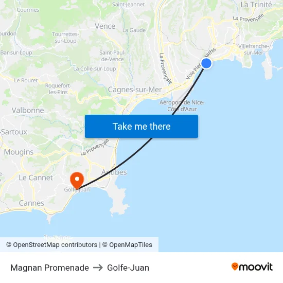 Magnan Promenade to Golfe-Juan map