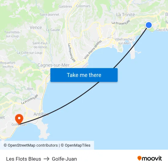 Les Flots Bleus to Golfe-Juan map