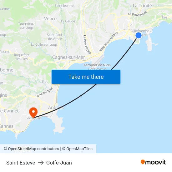 Saint Esteve to Golfe-Juan map