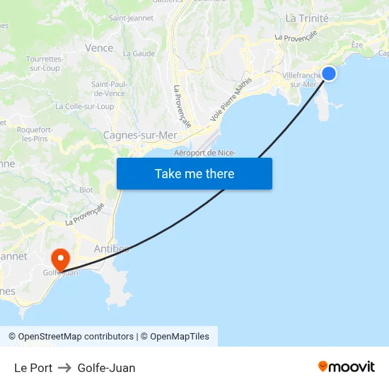 Le Port to Golfe-Juan map