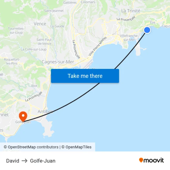 David to Golfe-Juan map