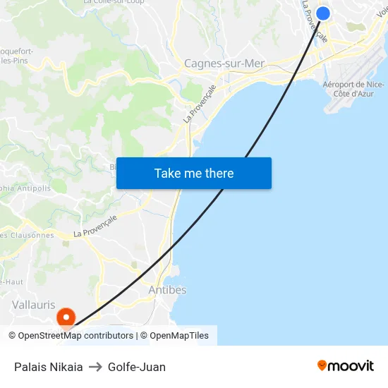 Palais Nikaia to Golfe-Juan map