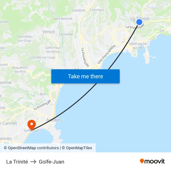 La Trinité to Golfe-Juan map