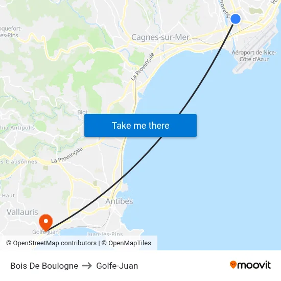Bois De Boulogne to Golfe-Juan map
