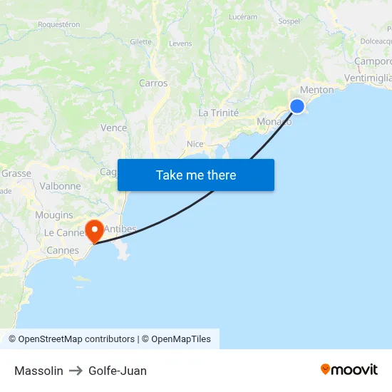 Massolin to Golfe-Juan map