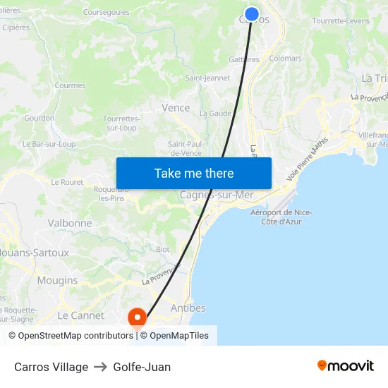 Carros Village to Golfe-Juan map