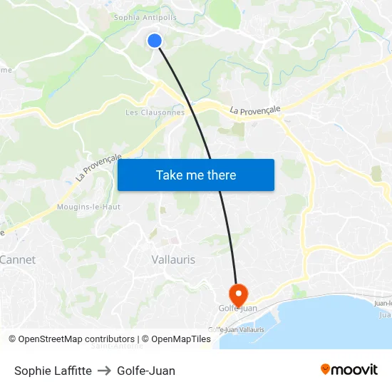 Sophie Laffitte to Golfe-Juan map