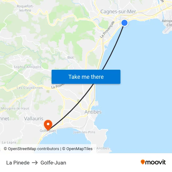 La Pinède to Golfe-Juan map