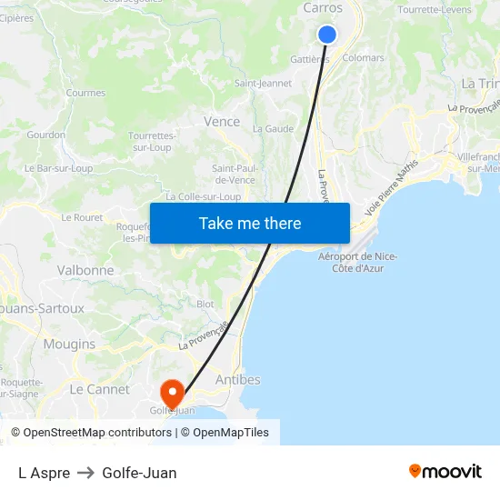 L'Aspre to Golfe-Juan map