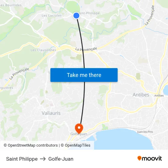 Saint Philippe to Golfe-Juan map