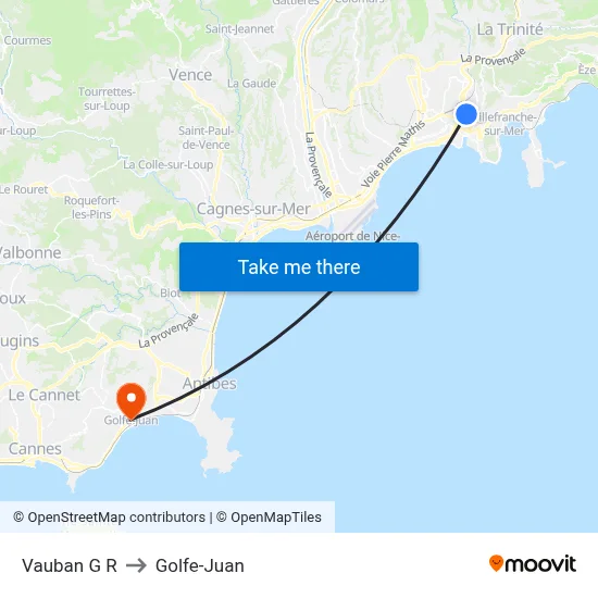 Vauban G R to Golfe-Juan map