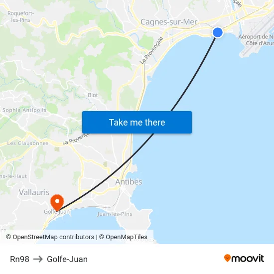 Rn98 to Golfe-Juan map