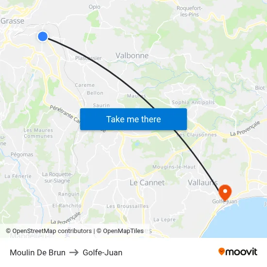 Moulin De Brun to Golfe-Juan map