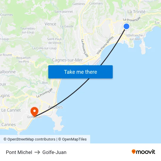 Pont Michel to Golfe-Juan map