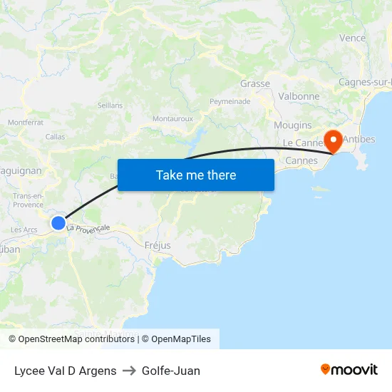 Lycee Val D Argens to Golfe-Juan map