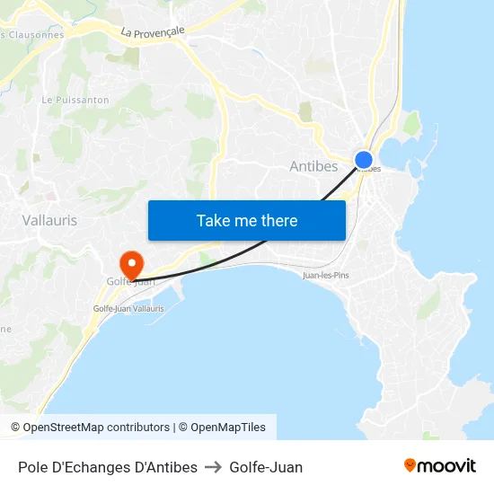 Pole D'Echanges D'Antibes to Golfe-Juan map