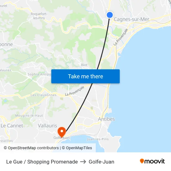 Le Gue / Shopping Promenade to Golfe-Juan map