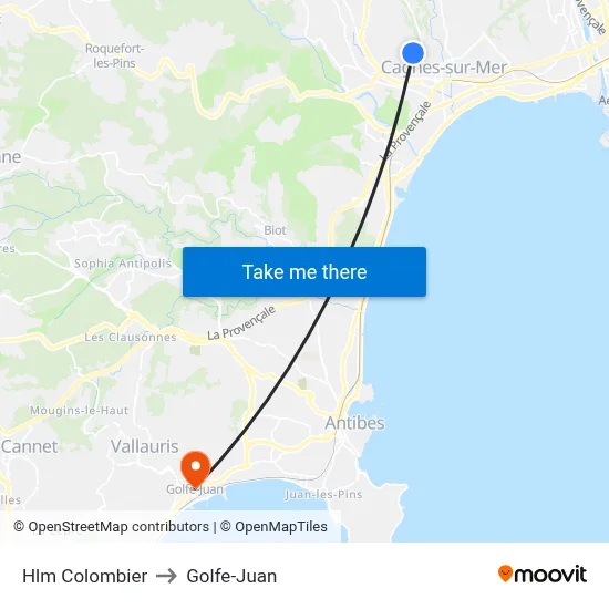 Hlm Colombier to Golfe-Juan map