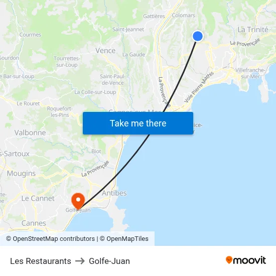 Les Restaurants to Golfe-Juan map