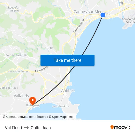 Val Fleuri to Golfe-Juan map