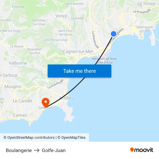 Boutonnerie to Golfe-Juan map