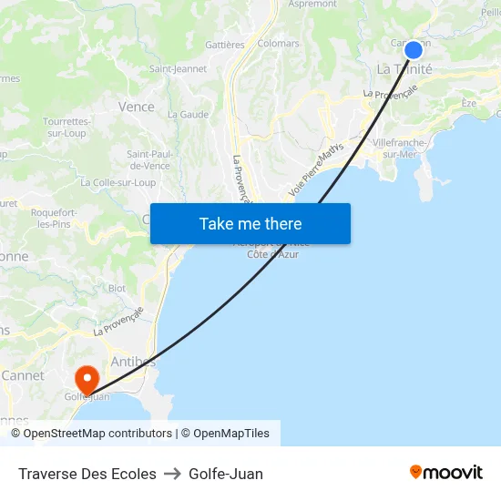 Traverse Des Ecoles to Golfe-Juan map