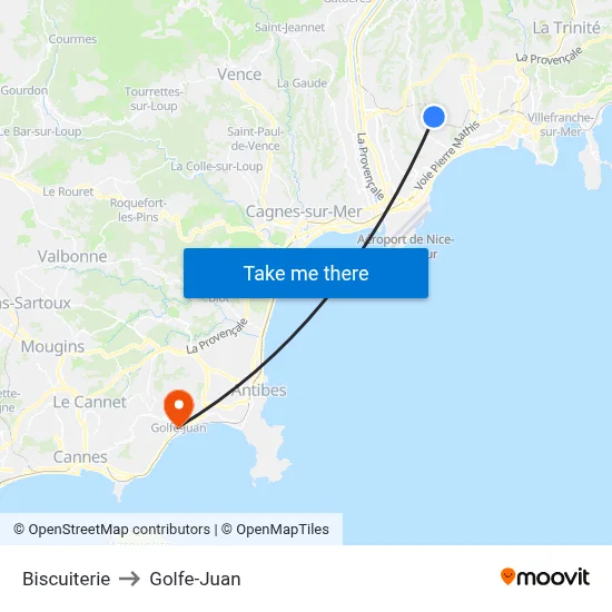 Biscuiterie to Golfe-Juan map