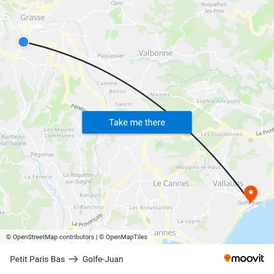 Petit Paris Bas to Golfe-Juan map