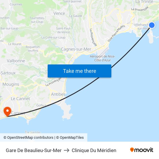 Gare De Beaulieu-Sur-Mer to Clinique Du Méridien map