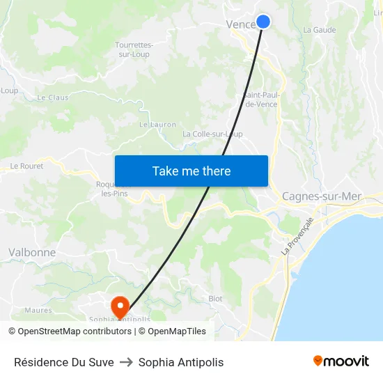 Résidence Du Suve to Sophia Antipolis map