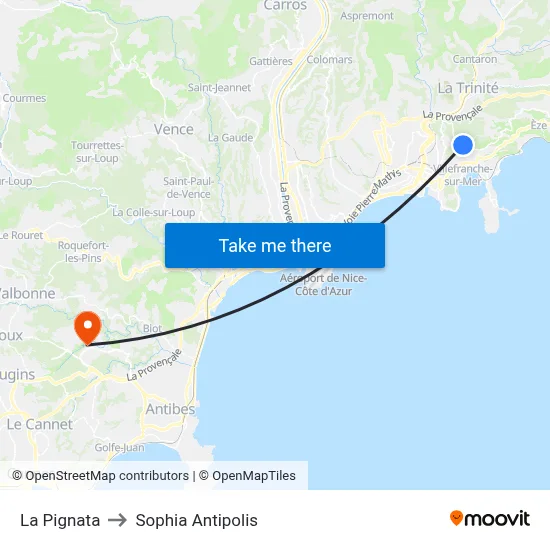 La Pignata to Sophia Antipolis map