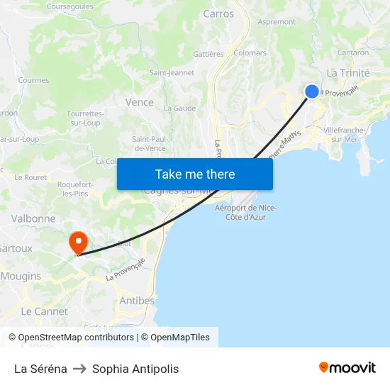 La Séréna to Sophia Antipolis map