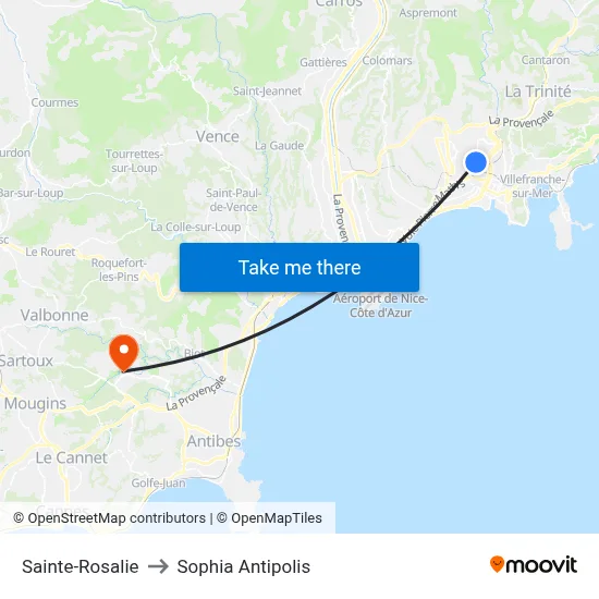 Sainte-Rosalie to Sophia Antipolis map