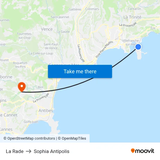 La Rade to Sophia Antipolis map