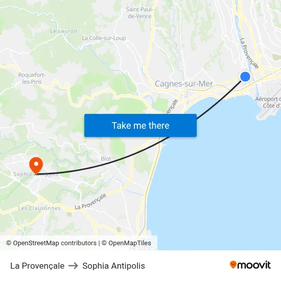 La Provençale to Sophia Antipolis map