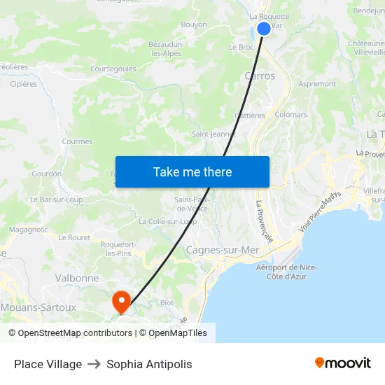 Place Village to Sophia Antipolis map