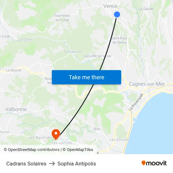 Cadrans Solaires to Sophia Antipolis map