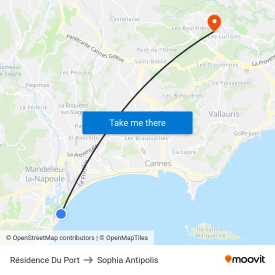 Résidence Du Port to Sophia Antipolis map