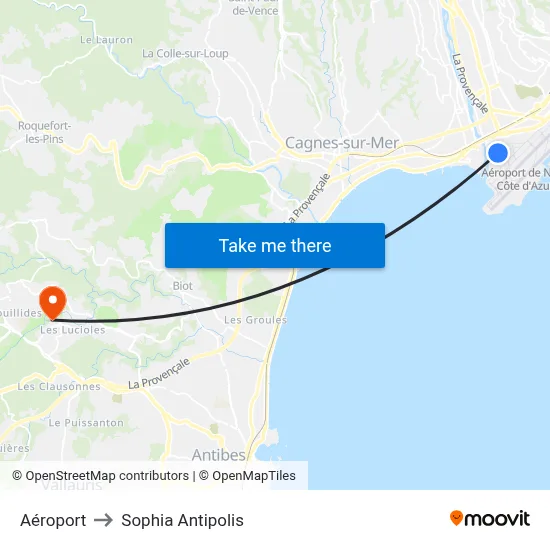 Aéroport to Sophia Antipolis map
