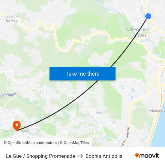 Le Gue / Shopping Promenade to Sophia Antipolis map