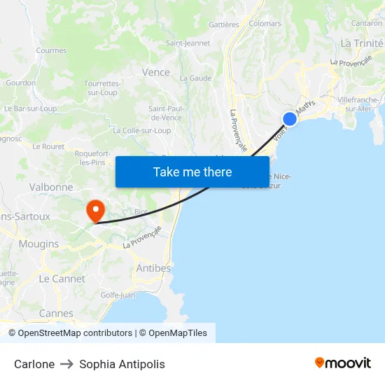 Carlone to Sophia Antipolis map