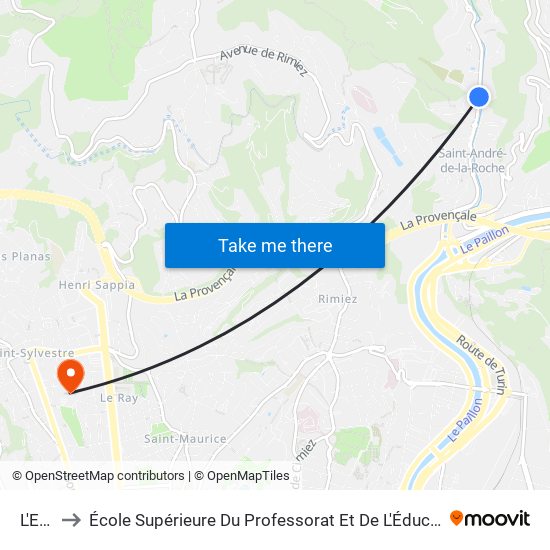 L'Eglise to École Supérieure Du Professorat Et De L'Éducation (Espe) - Stephen Liégeard map