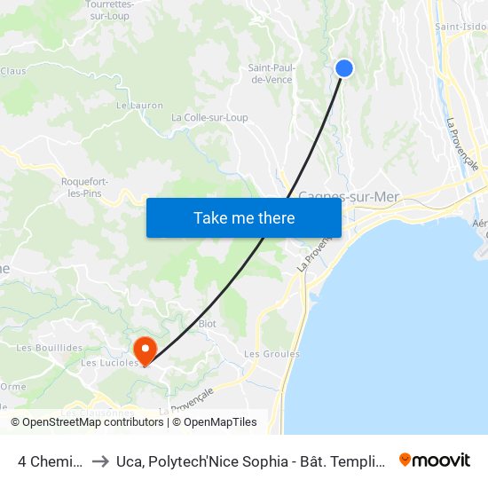 4 Chemins to Uca, Polytech'Nice Sophia - Bât. Templiers 2 map