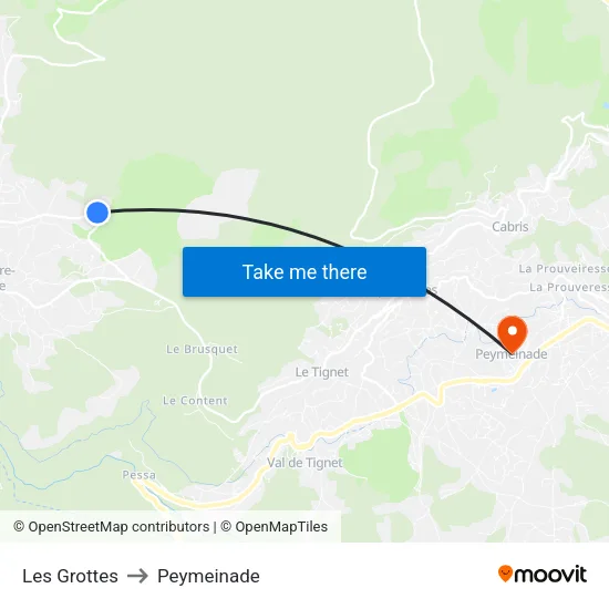 Les Grottes to Peymeinade map