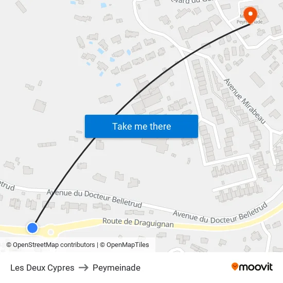 Les Deux Cypres to Peymeinade map