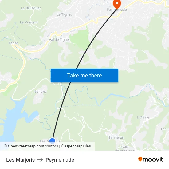 Les Marjoris to Peymeinade map