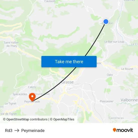 Rd3 to Peymeinade map