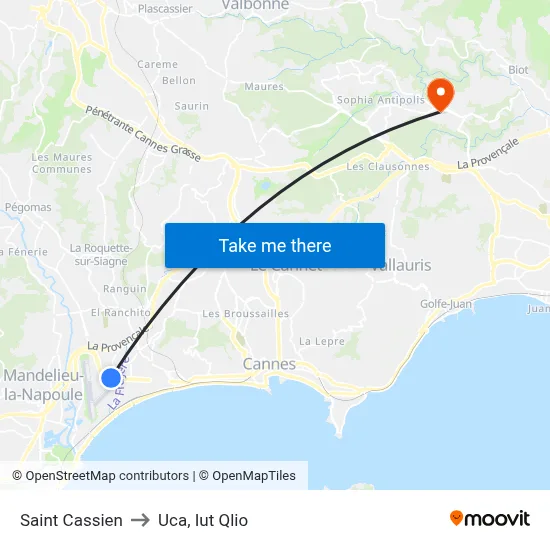 Saint Cassien to Uca, Iut Qlio map
