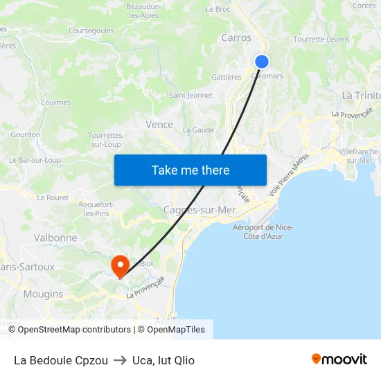 La Bedoule Cpzou to Uca, Iut Qlio map