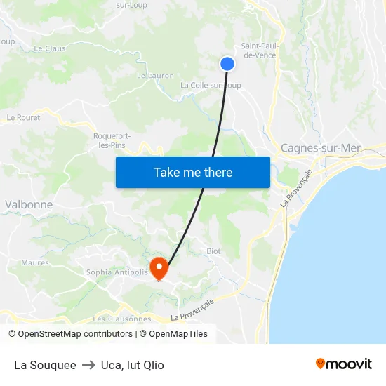 La Souquee to Uca, Iut Qlio map